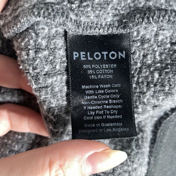 Peloton Hoodie Sweatshirt Womens Large Gray Piped Cord Star Logo Full Zip Gym - Picture 16 of 16